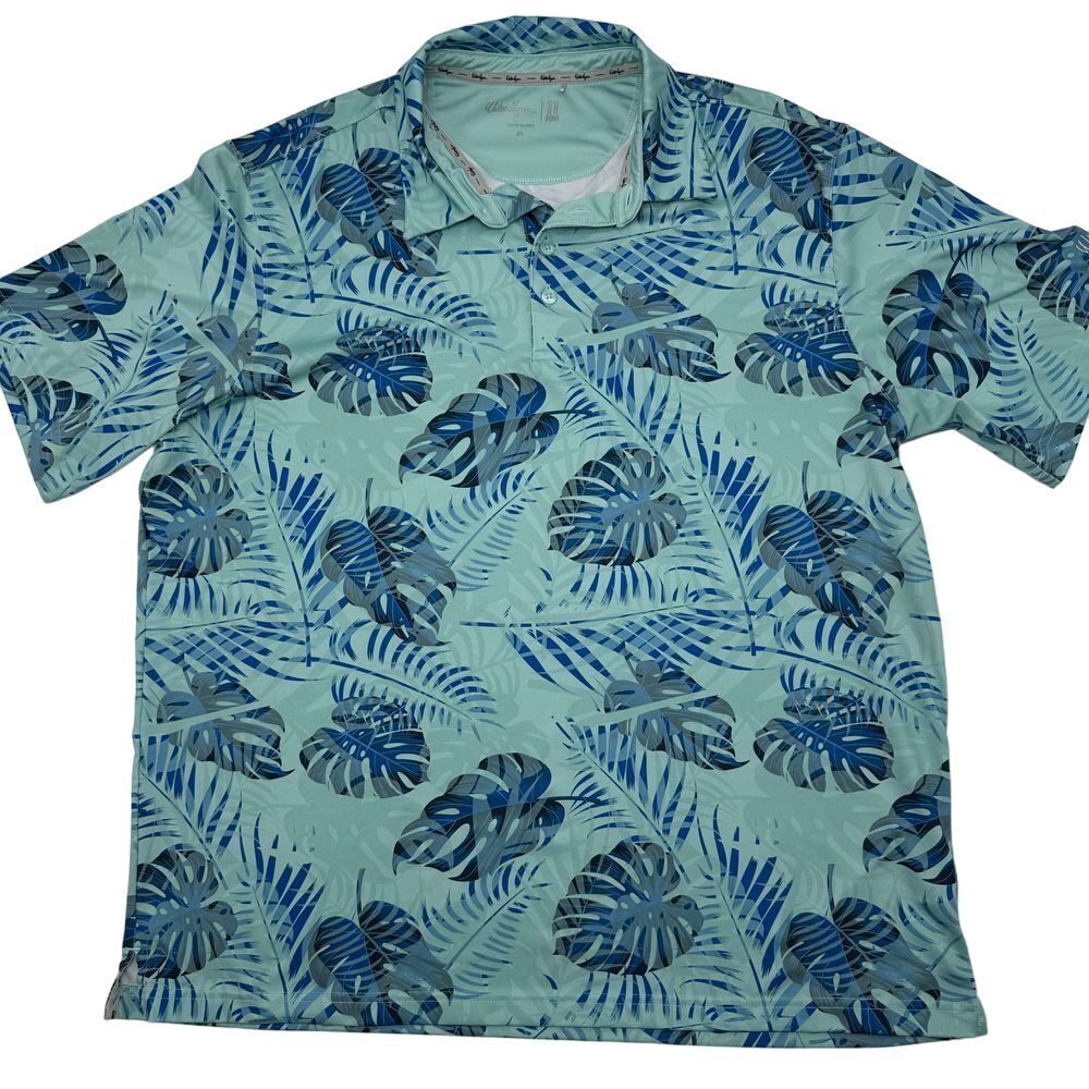 Walter Hagen Tropical Monstera Print Golf Polo Shirt Performance XL